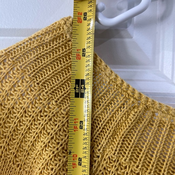 Anthropologie Moth Mila Mustard Yellow Sweater Size L Linen Blend Pullover Fall - Picture 6 of 9